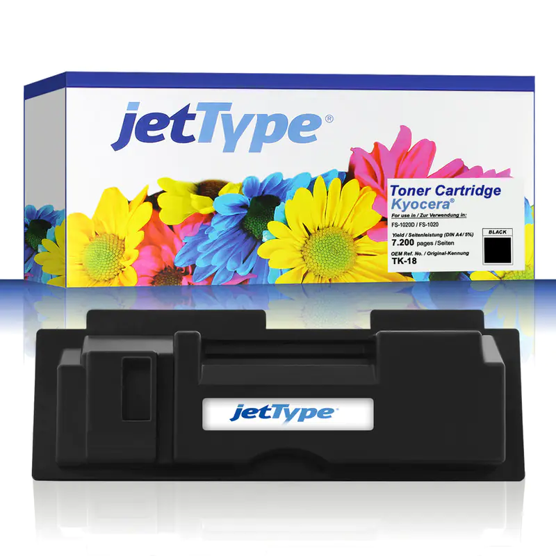 jetType Toner kompatibel zu Kyocera/Mita 370QB0KX TK18 Schwarz 7.200 Seiten 1 Stück jetType Toner kompatibel zu Kyocera/Mita 370QB0KX TK18 Schwarz 7.200 Seiten 1 Stück