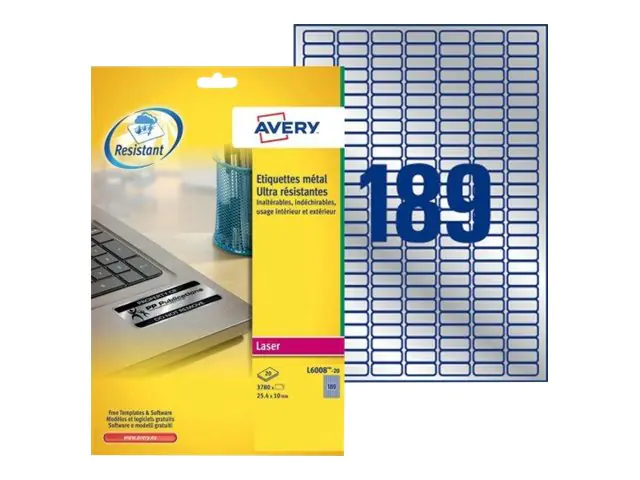 Avery Zweckform Typenschildetikett L6008-20 25,4x10mm 3.780 St./Pack.