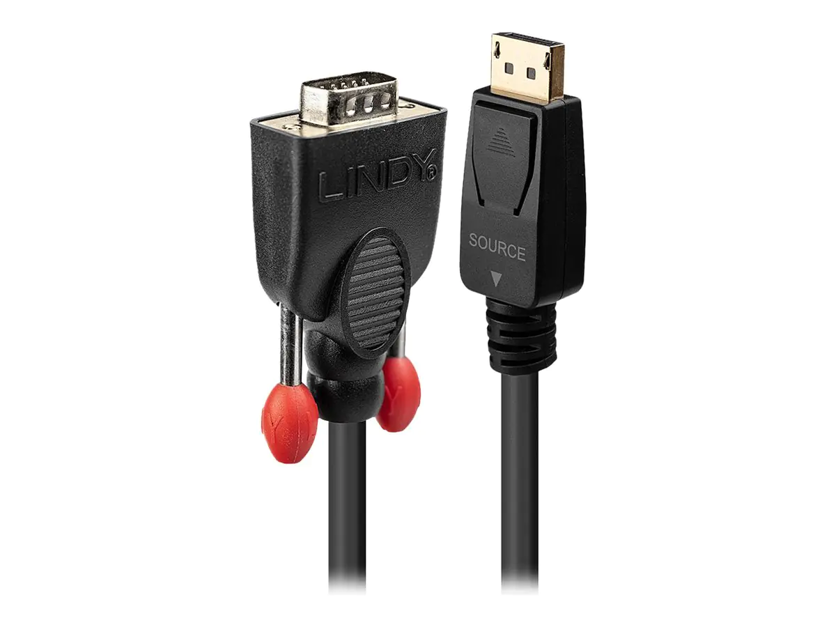 Lindy - Videokabel - DisplayPort (M) bis HD-15 (VGA) (M) - 2 m - passiv, Daumenschrauben - Schwarz Lindy - Videokabel - DisplayPort (M) bis HD-15 (VGA) (M) - 2 m - passiv, Daumenschrauben - Schwarz