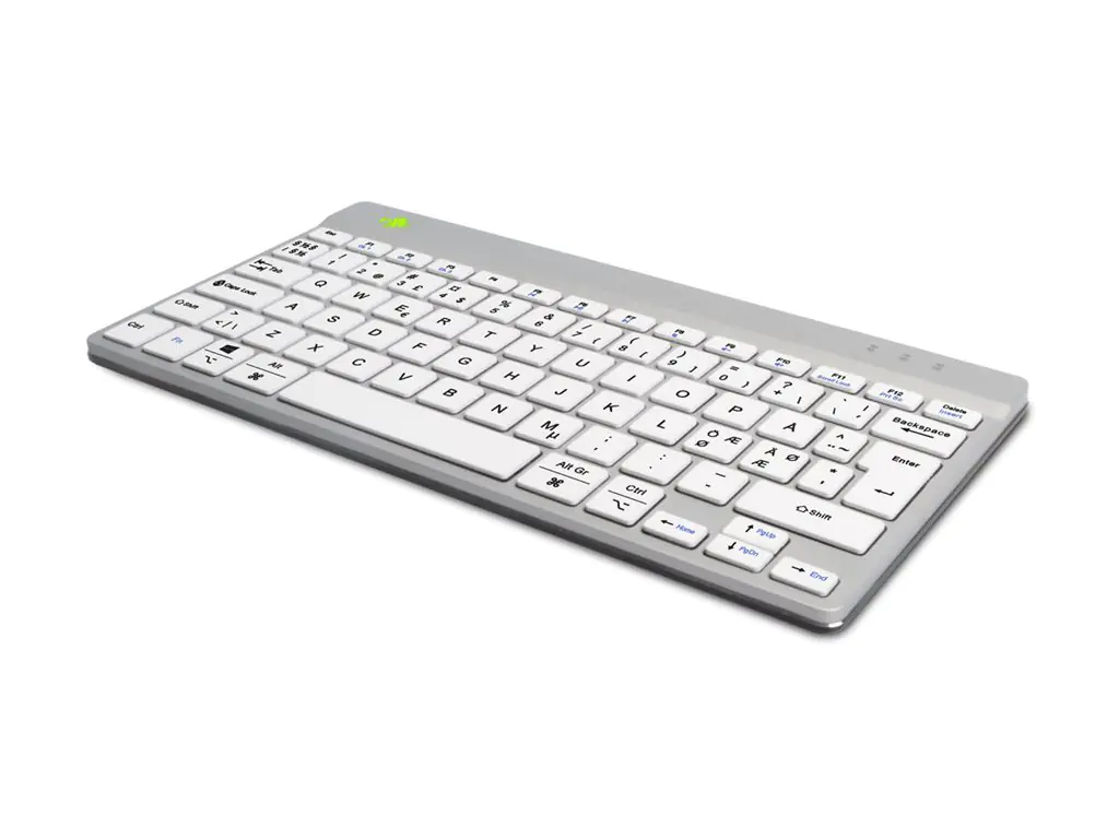 R-Go Compact Break - Tastatur - mit integrierter Pauseanzeige - kabellos - Bluetooth 5.0 - QWERTY - Nordisch - weiß