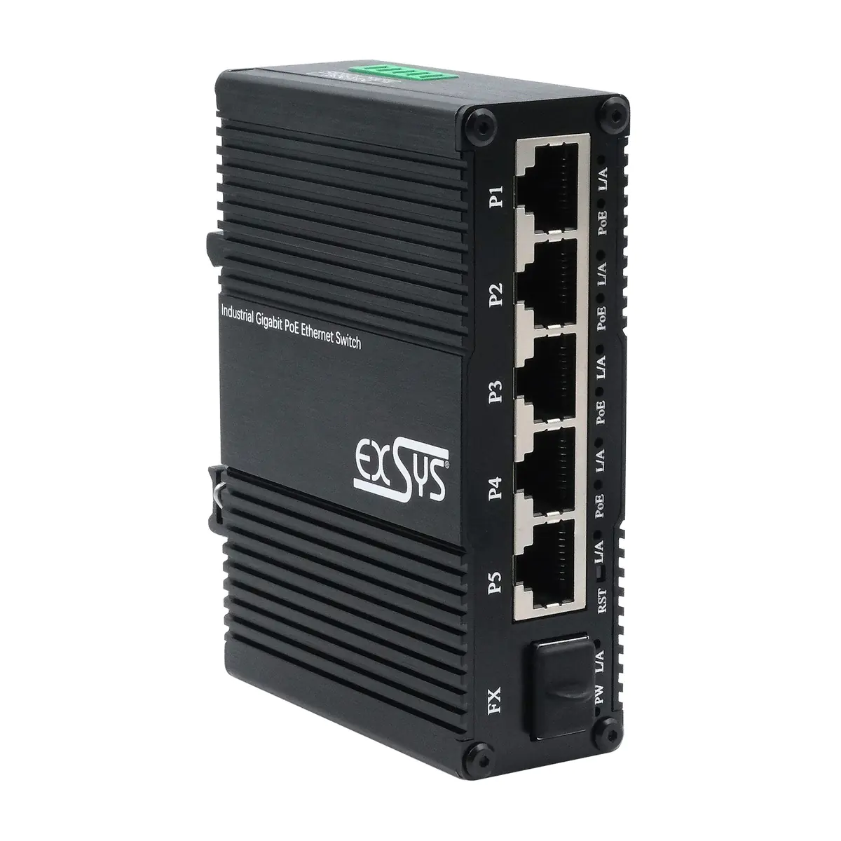 Exsys Switch 5+ Mini Industrie Gigab. 5+1xGigabit SFP PoE+ Web-Managed - - 1 - - 1 - Switch - 1 Gbps EX-62030MPOE-SFP