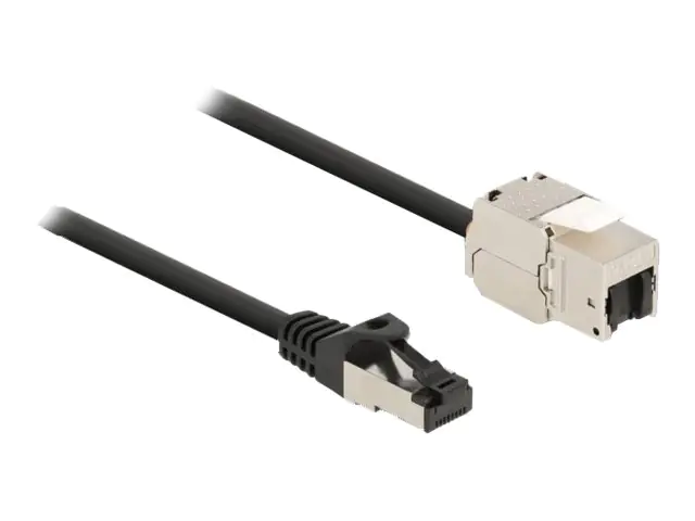 Delock - Netzwerkverlängerungskabel - RJ-45 (M) zu RJ-45 (W) Keystone - 50 cm - S/FTP - CAT 6a - Schwarz