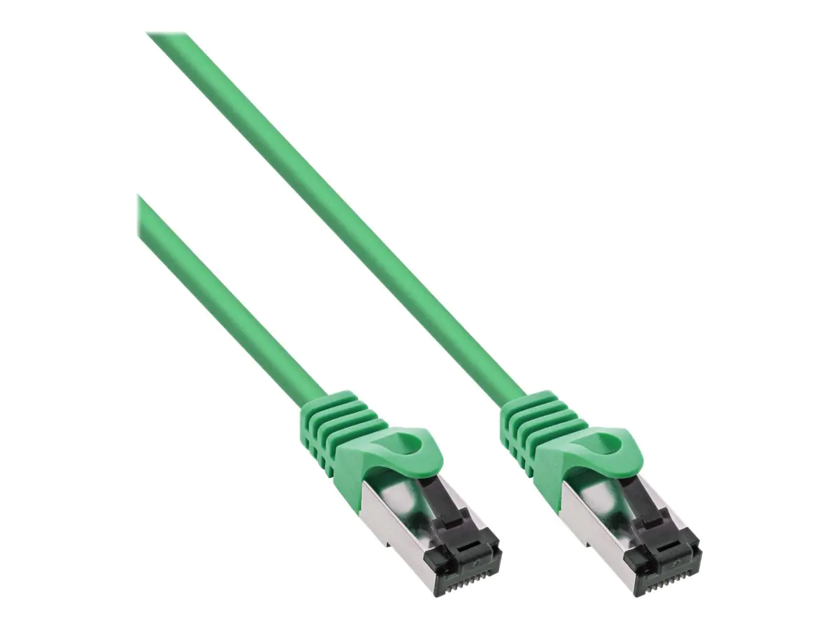 InLine - Patch-Kabel - RJ-45 (M) zu RJ-45 (M) - 1 m - SFTP, PiMF - CAT 8.1 - IEEE 802.3af/IEEE 802.3at - halogenfrei, geformt, rund, ohne Haken, verseilt, hauchvergoldete Kontakte - grün