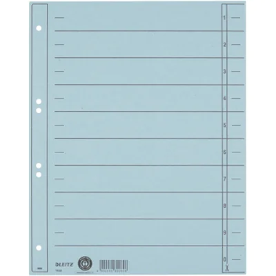Leitz Trennblatt DIN A4, Überbreite Manilakarton, recycelt hellblau schwarz 100 St./Pack. Leitz Trennblatt DIN A4, Überbreite Manilakarton, recycelt hellblau schwarz 100 St./Pack.