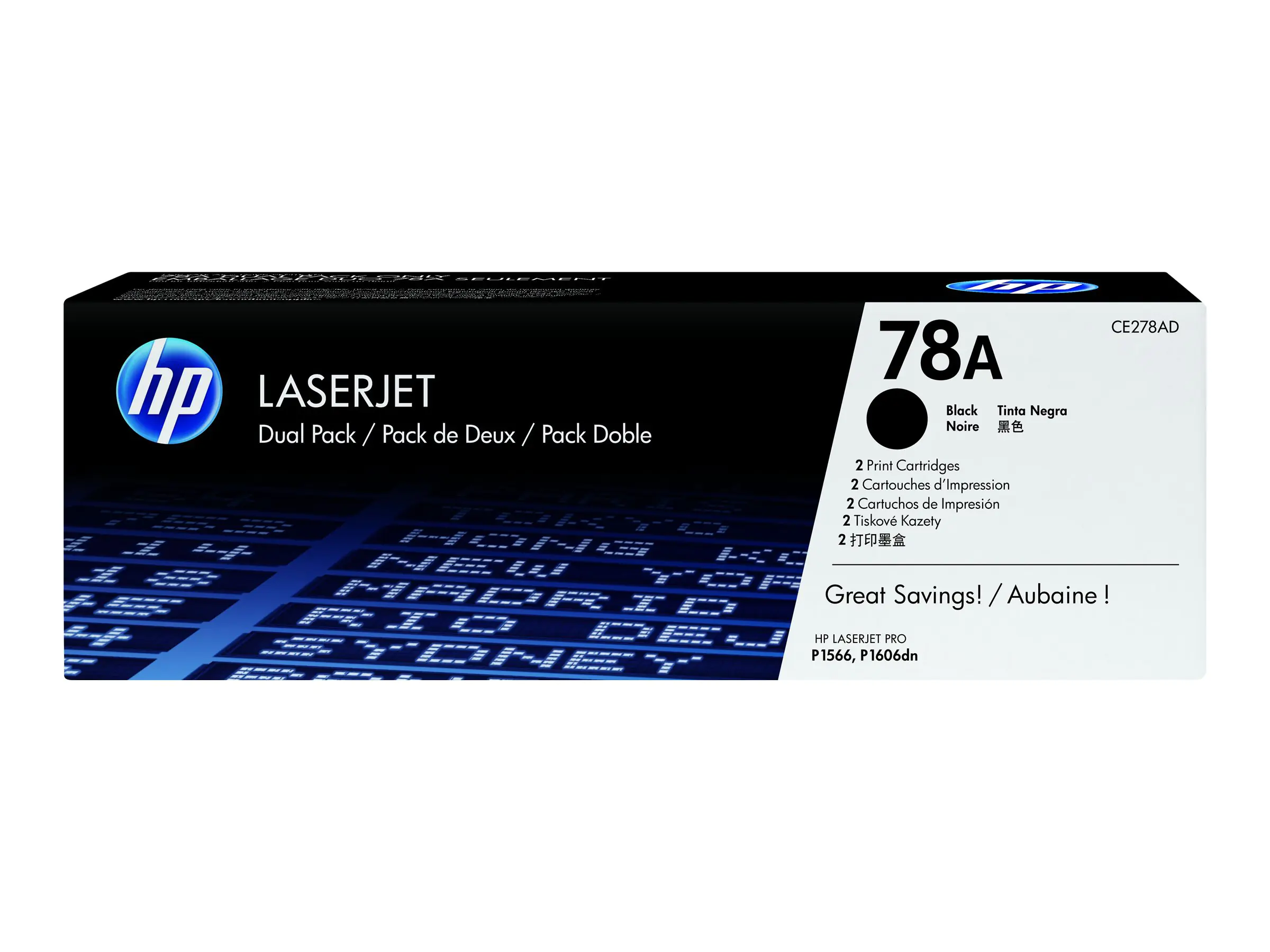 HP 78A - 2er-Pack - Schwarz - Original - LaserJet - Tonerpatrone (CE278AD) - für LaserJet Pro M1536dnf, P1566, P1606DN, P1607dn, P1608dn, P1609dn
