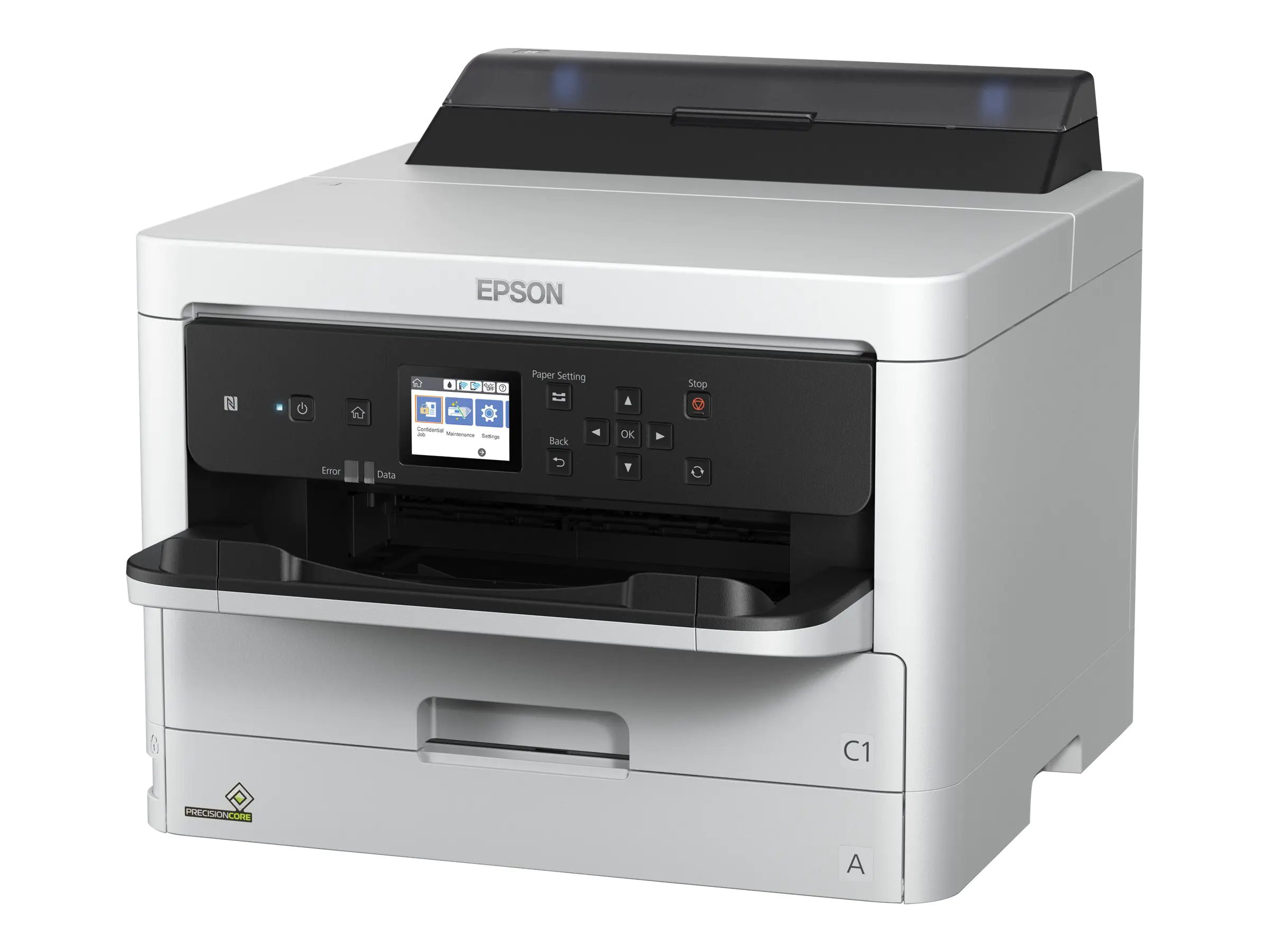 Epson WorkForce Pro WF-C5210DW - Drucker - Farbe - Duplex - Tintenstrahl - A4/Legal - 4800 x 1200 dpi - bis zu 24 Seiten/Min. (einfarbig)/bis zu 24 Seiten/Min. (Farbe) - Kapazität: 330 Blätter - USB 2.0, Gigabit LAN, Wi-Fi(n), USB-Host, NFC