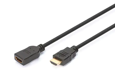 ASSMANN HDMI High Speed - HDMI-Verlängerungskabel mit Ethernet - HDMI weiblich zu HDMI männlich - 2 m - Dreifachisolierung - Schwarz