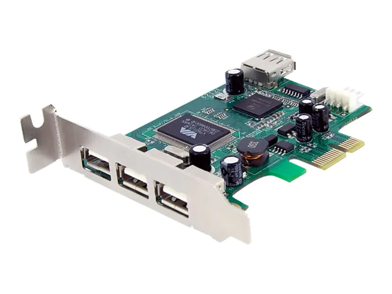 StarTech 4 Port USB 2.0 HighSpeed PCI Express Low Profile Schnittstellenkarte - 1 x USB 2.0 intern (Buchse) 3 x USB extern (Buchse) - USB-Adapter - PCIe Low-Profile - USB, USB 2.0 - 4 Anschlüsse - für P/N: ST4200MINI2