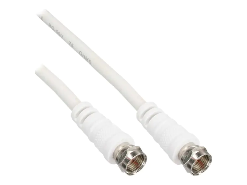 InLine - HF-Kabel - 0.65 mm² - F-Stecker männlich zu F-Stecker männlich - 2 m - doppelt abgeschirmtes Koaxialkabel - 75 dB - weiß