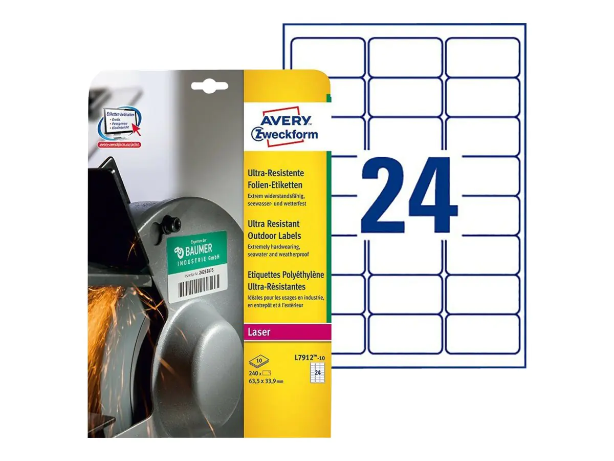 Avery Zweckform Folienetikett L7912-10 63,5x33,9mm 240 St./Pack.
