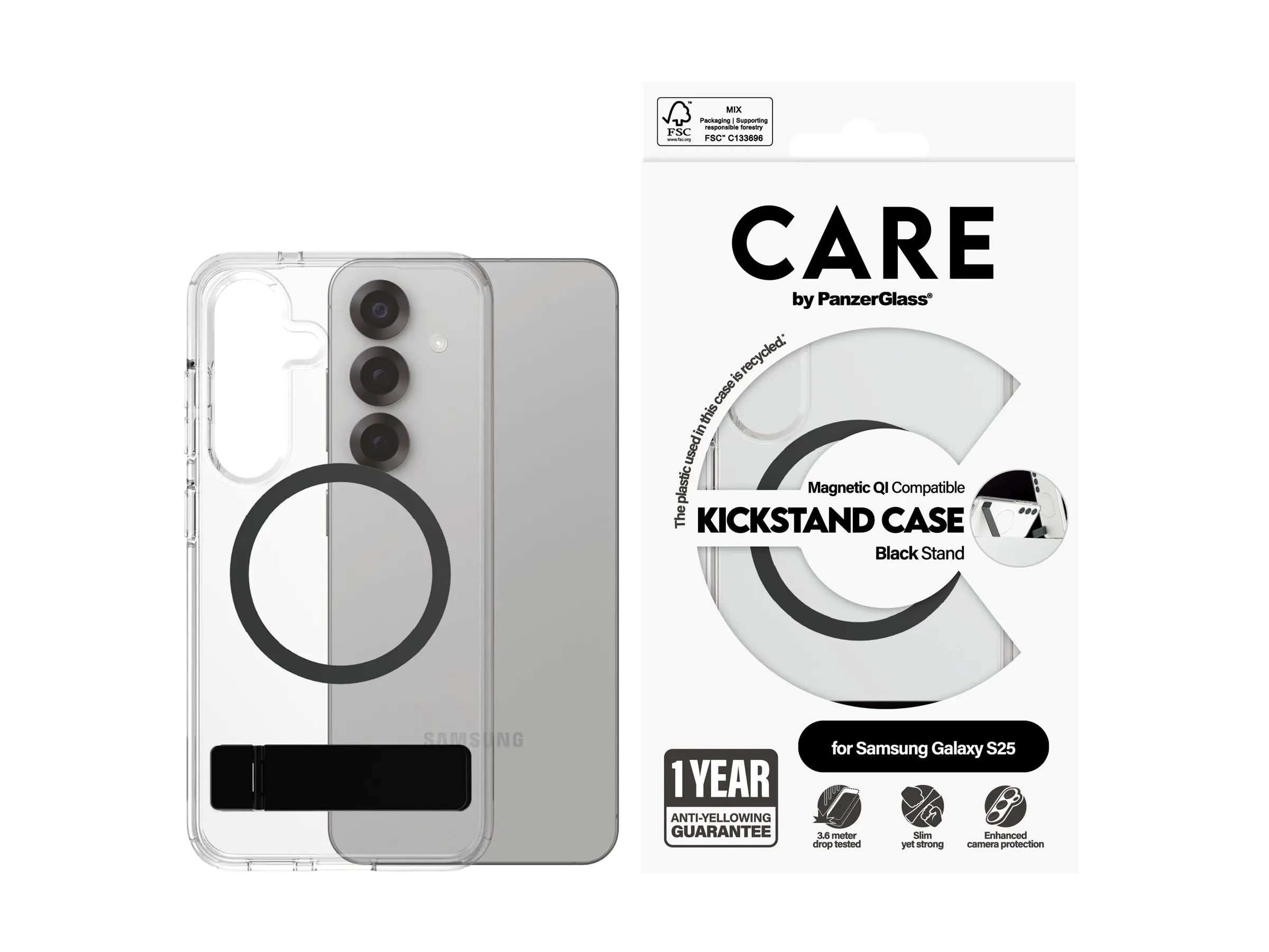 PanzerGlass CARE by PanzerGlass - Hintere Abdeckung für Mobiltelefon - Ständer - 100 % recyc