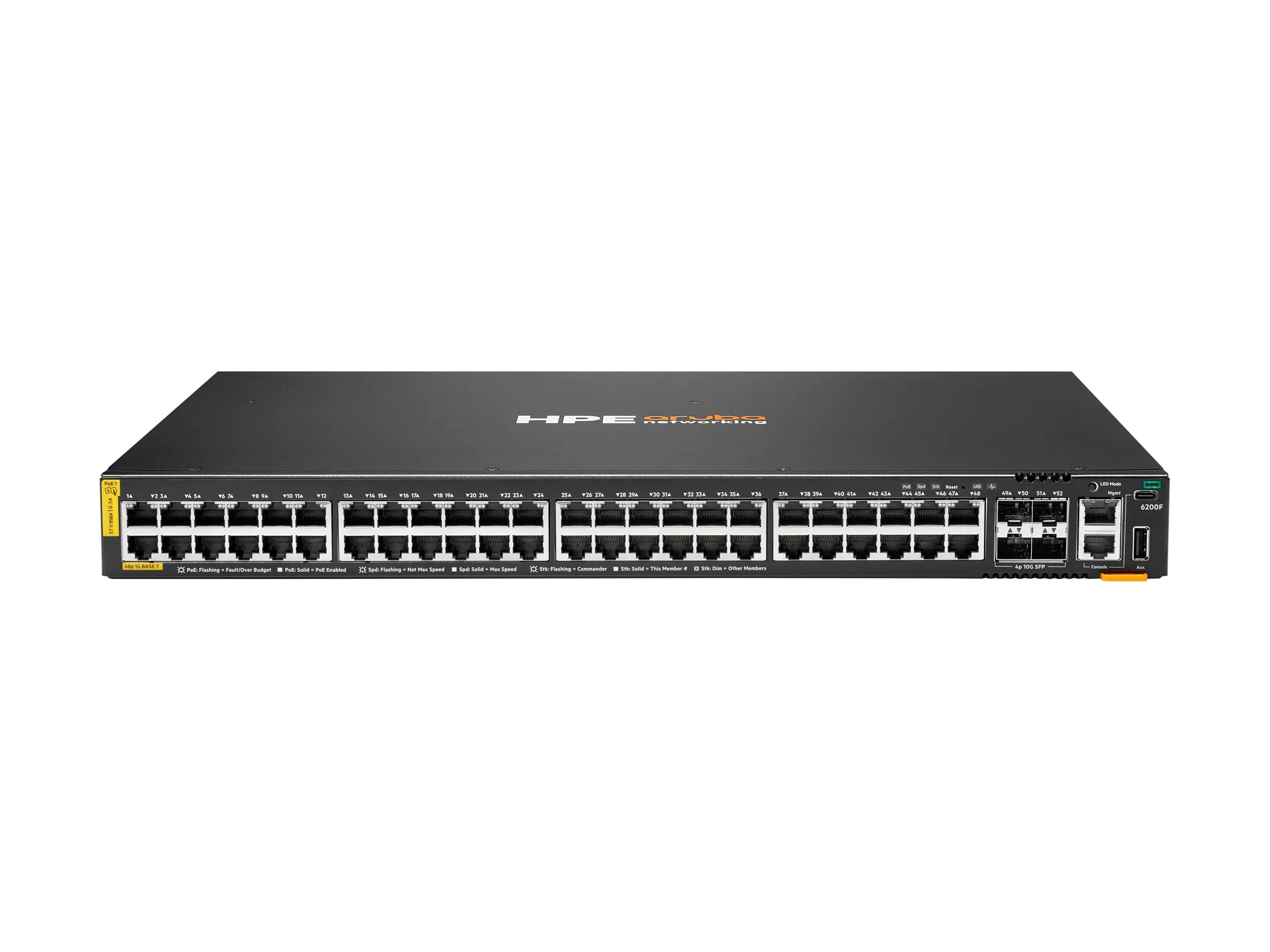 HPE Aruba Networking CX 6200F 48G Class4 PoE 4SFP+ 740W Switch - Switch - max. Stapelentfernung 10 km - L3 - managed - 48 x 10/100/1000 (PoE+) JL728B#B2C
