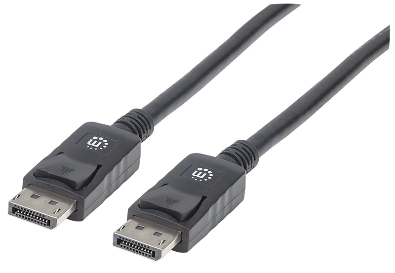 Manhattan DisplayPort 1.2 Cable, 4K@60hz, 3m, Male to Male, Equivalent to Startech DISPL3M, With Latches, Fully Shielded, Black, Lifetime Warranty, Polybag - DisplayPort-Kabel - DisplayPort (M) eingerastet zu DisplayPort (M) eingerastet - DisplayPort 1.2