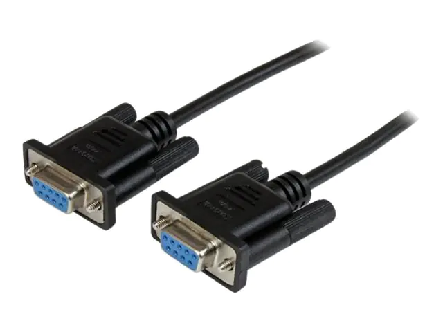 StarTech 2m DB9 RS232 Seriell Nullmodemkabel - Bu/Bu - 9-pin seriell Null-Modem Anschlusskabel - Schwarz - Nullmodemkabel - DB-9 (W) zu DB-9 (W) - 2 m - geformt, Daumenschrauben - Schwarz - für P/N: PCI2S5502, PEX4S953, PEX4S953LP