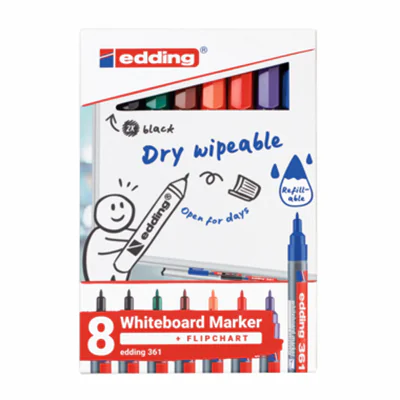 edding Whiteboardmarker 361 1mm farbig sortiert 8 St./Pack. edding Whiteboardmarker 361 1mm farbig sortiert 8 St./Pack.