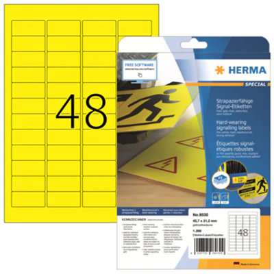 HERMA Folienetikett 8034 30mm rund gelb 1.200 St./Pack. HERMA Folienetikett 8034 30mm rund gelb 1.200 St./Pack.