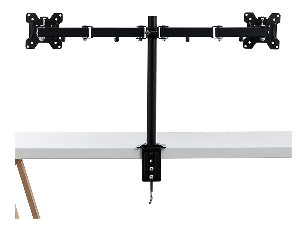 Lindy Dual Display Bracket w/ Pole & Desk Clamp - Befestigungskit - einstellbarer Arm - für 2 Monitore - Stahl - Schwarz - Bildschirmgröße: 43.2-71 cm (17"-28") 40658