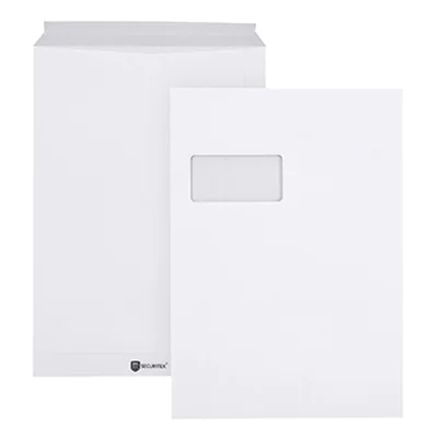 SECURITEX® Versandtasche Expander DIN C4 229 x 324 mm (B x H) mit Fenster 130g/m² mit Haftklebung Papier/Folie weiß 100 St./Pack. SECURITEX® Versandtasche Expander DIN C4 229 x 324 mm (B x H) mit Fenster 130g/m² mit Haftklebung Papier/Folie weiß 100 St./Pack.