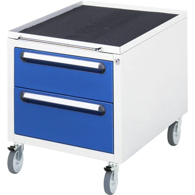 RAU Rollcontainer 480 x 540 x 600 mm (B x H x T) 2 Schubladen Stahl, pulverbeschichtet enzianblau lichtgrau