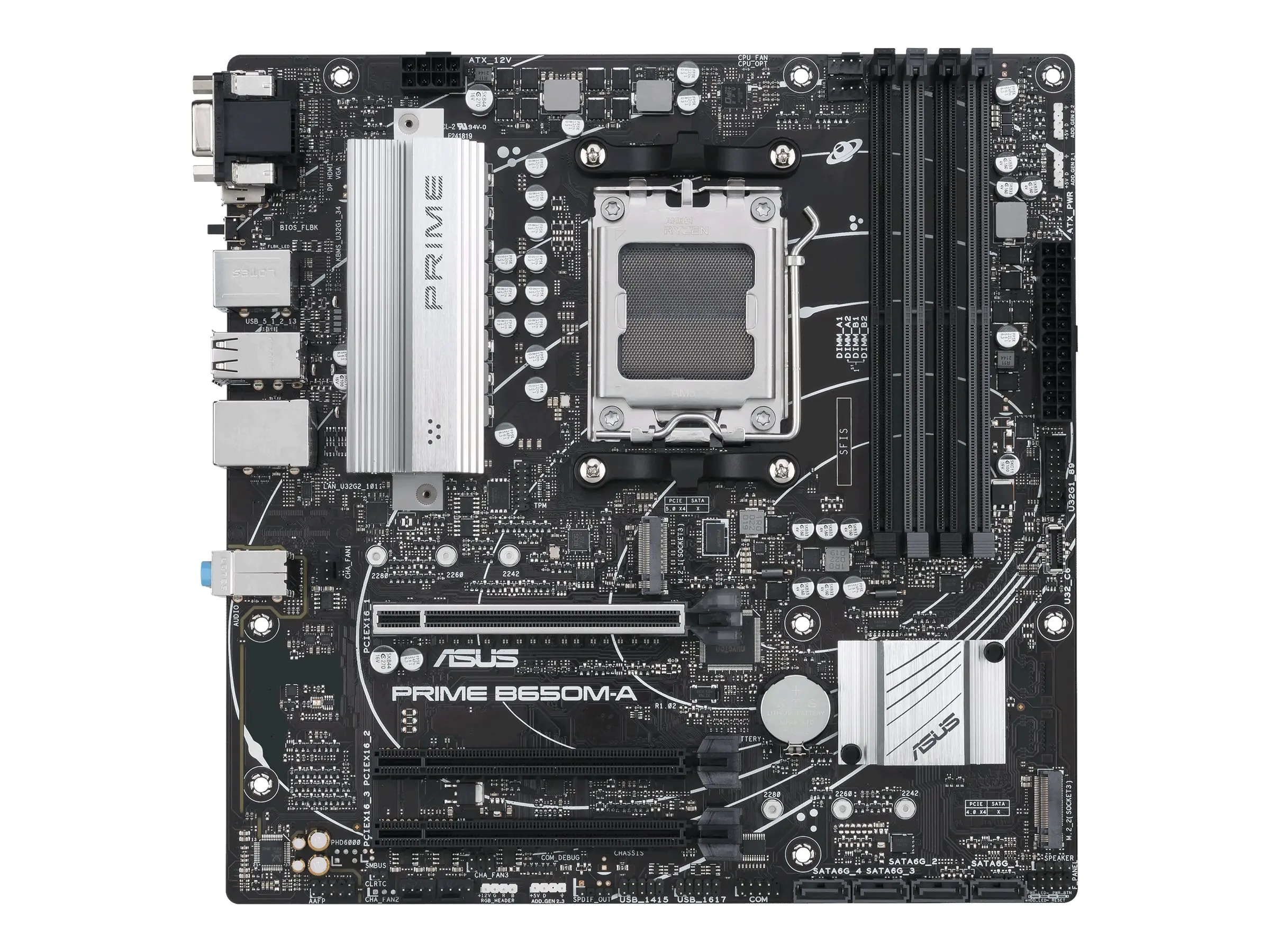 ASUS Prime B650M-A - Motherboard - micro ATX - Socket AM5 - AMD B650 Chipsatz - USB 3.2 Gen 1, USB-C 3.2 Gen 1, USB 3.2 Gen 2 - 2.5 Gigabit LAN - Onboard-Grafik (CPU erforderlich) 90MB1C10-M0EAY0