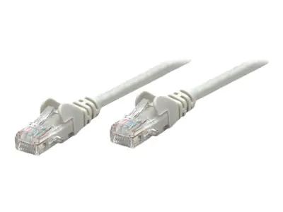 Intellinet Network Patch Cable, Cat5e, 0.5m, Grey, CCA, U/UTP, PVC, RJ45, Gold Plated Contacts, Snagless, Booted, Lifetime Warranty, Polybag - Patch-Kabel - RJ-45 (M) zu RJ-45 (M) - 45 cm - UTP - CAT 5e - geformt, ohne Haken - Grau