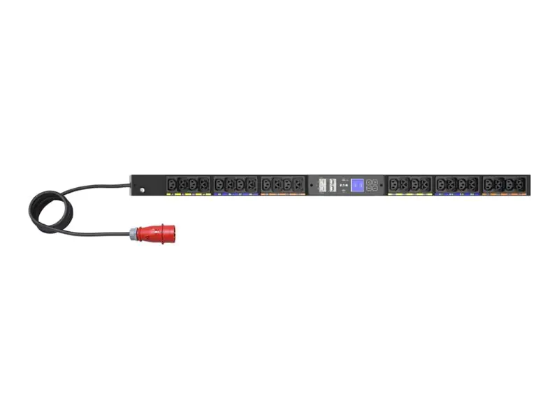 Eaton G4 - Stromverteilungseinheit (Rack - einbaufähig) - 16 A, gemessener Eingang - Wechselstrom 240/415 V - 11 kW - 3 Phasen - Ethernet 10/100/1000, serial - Eingabe, Eingang IEC 60309 16A - Ausgangsanschlüsse: 24 (12 x IEC 60320 C13, 12 x IEC