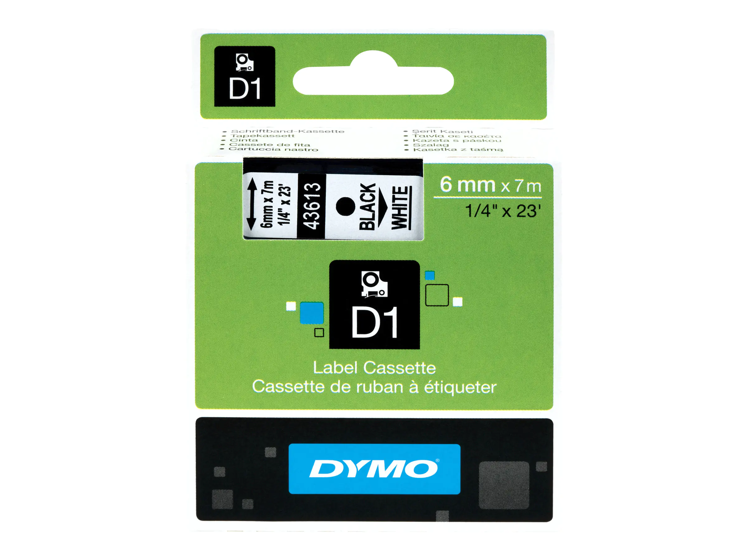 DYMO D1 - Polyester - selbstklebend - Schwarz auf Weiß - Rolle (0,6 cm x 7 m) 1 Kassette(n) Etikettenband - für LabelMANAGER 100, 160, 210, 220, 260, 280, 300, 360, 420, Wireless PnP; LabelPOINT 250 DYMO D1 - Polyester - selbstklebend - Schwarz auf Weiß - Rolle (0,6 cm x 7 m) 1 Kassette(n) Etikettenband - für LabelMANAGER 100, 160, 210, 220, 260, 280, 300, 360, 420, Wireless PnP; LabelPOINT 250