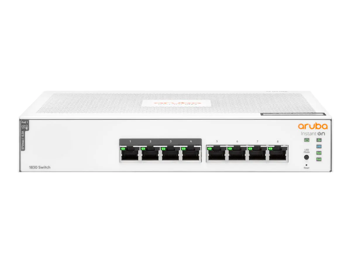 HPE Networking Instant On 1830 8G 4p Class4 PoE 65W Switch - Switch - Smart - 4 x 10/100/1000 + 4 x 10/100/1000 (PoE+) - Desktop, an Rack montierbar - PoE+ (65 W)