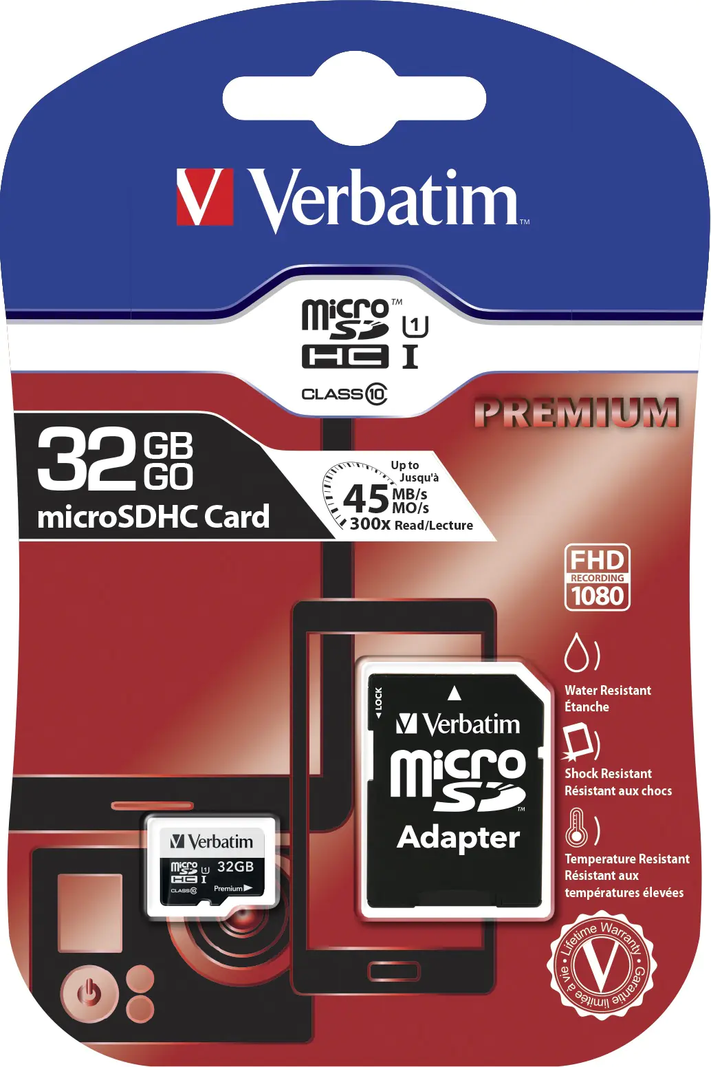 Verbatim - Flash-Speicherkarte (microSDHC/SD-Adapter inbegriffen) - 32 GB - Class 10 - microSDHC Verbatim - Flash-Speicherkarte (microSDHC/SD-Adapter inbegriffen) - 32 GB - Class 10 - microSDHC