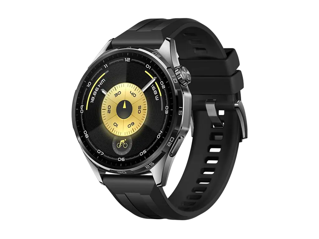 Huawei Watch GT 6 - 46 mm - Edelstahl - intelligente Uhr mit Riemen - Flouroelastomer - schwarz - Handgelenkgröße: 140-210 mm - Anzeige 3.7 cm (1.47") 55020FTX
