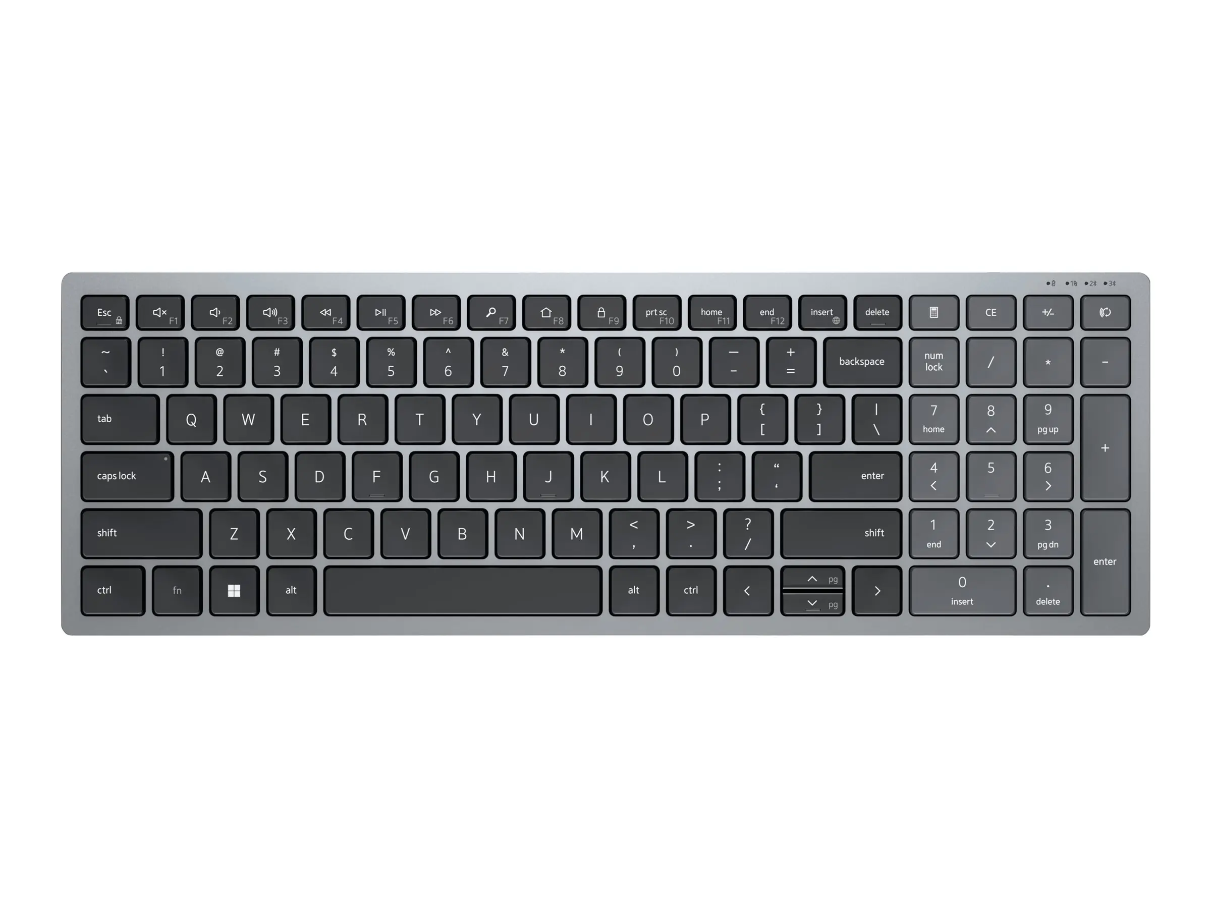Dell KB740 - Tastatur - kompakt, mehrere Geräte - kabellos - 2.4 GHz, Bluetooth 5.0 - QWERTZ - Deutsch - Titan Gray - mit 3 Jahre Erweiterter Austausch-Service am nächsten Arbeitstag Dell KB740 - Tastatur - kompakt, mehrere Geräte - kabellos - 2.4 GHz, Bluetooth 5.0 - QWERTZ - Deutsch - Titan Gray - mit 3 Jahre Erweiterter Austausch-Service am nächsten Arbeitstag