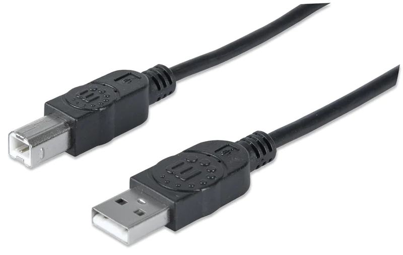 Manhattan USB-A to USB-B Cable, 1.8m, Male to Male, Black, 480 Mbps (USB 2.0), Equivalent to Startech USB2HAB2M (except 20cm shorter), Hi-Speed USB, Lifetime Warranty, Polybag - USB-Kabel - USB (M) zu USB Typ B (M) - USB 2.0 - 1.8 m - geformt - Schwarz Manhattan USB-A to USB-B Cable, 1.8m, Male to Male, Black, 480 Mbps (USB 2.0), Equivalent to Startech USB2HAB2M (except 20cm shorter), Hi-Speed USB, Lifetime Warranty, Polybag - USB-Kabel - USB (M) zu USB Typ B (M) - USB 2.0 - 1.8 m - geformt - Schwarz