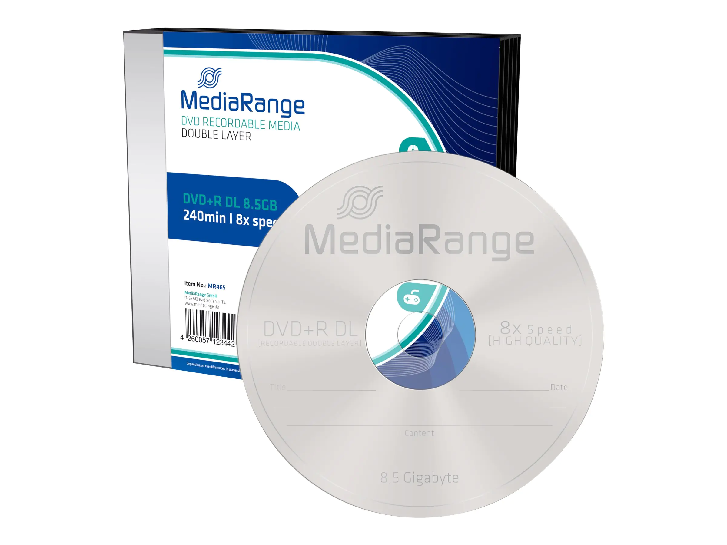 MediaRange - 5 x DVD+R DL - 8.5 GB (240 Min.) 8x - Slim Jewel Case MediaRange - 5 x DVD+R DL - 8.5 GB (240 Min.) 8x - Slim Jewel Case