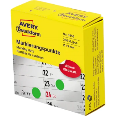 Avery Zweckform Markierungspunkt 3855 19mm grün 250 St./Pack. Avery Zweckform Markierungspunkt 3855 19mm grün 250 St./Pack.