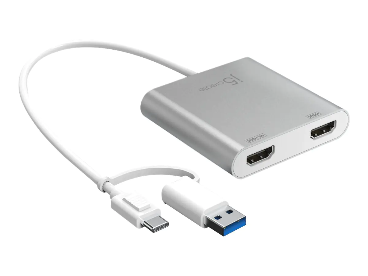 j5create JCA365 - Videoadapter - 24 pin USB-C männlich zu HDMI weiblich - 20 cm - Silber - Support von 4K 30 Hz, Support von 2K 60 Hz