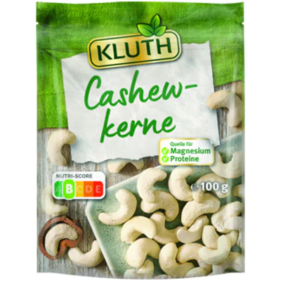 KLUTH Cashewkerne natürlich 100 g/Pack. KLUTH Cashewkerne natürlich 100 g/Pack.