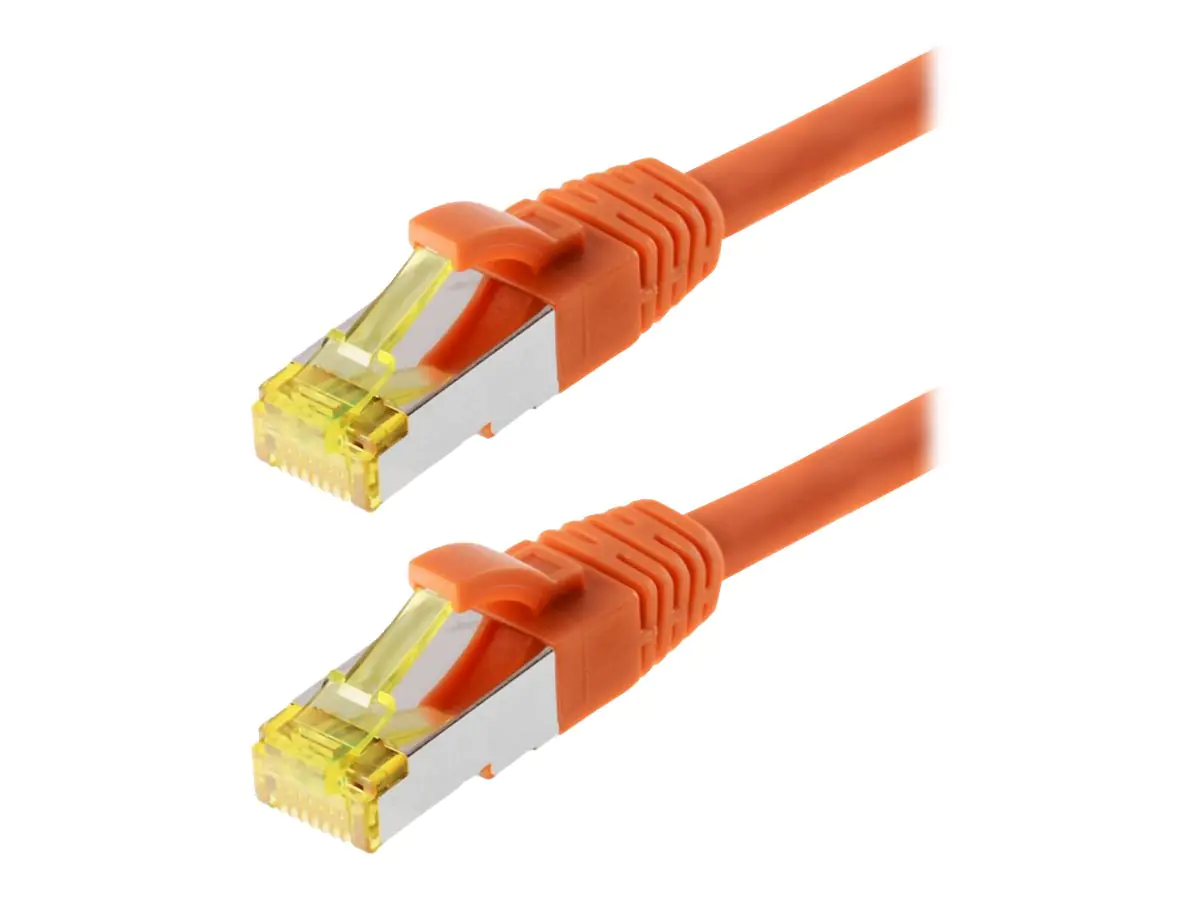 Helos - Patch-Kabel - RJ-45 (M) bis RJ-45 (M) - 20 m - SFTP, PiMF - CAT 6a - halogenfrei, geformt, ohne Haken - orange
