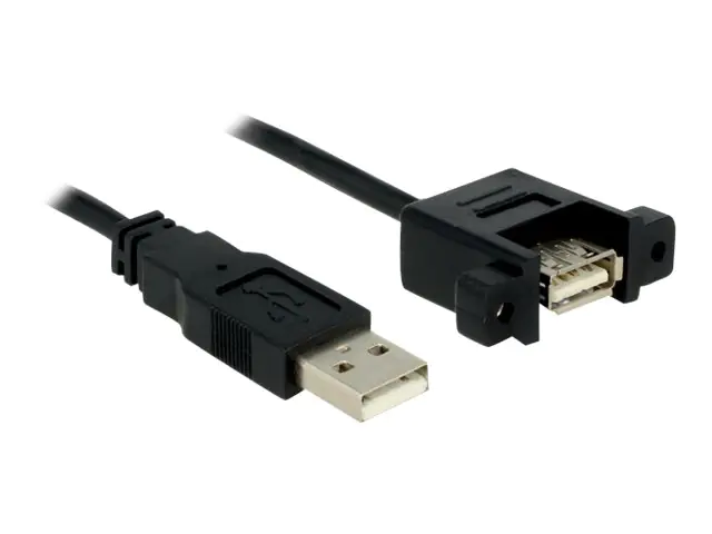 Delock - USB-Verlängerungskabel - USB (W) bis USB (M) - USB 2.0 - 1 m - Daumenschrauben - Schwarz