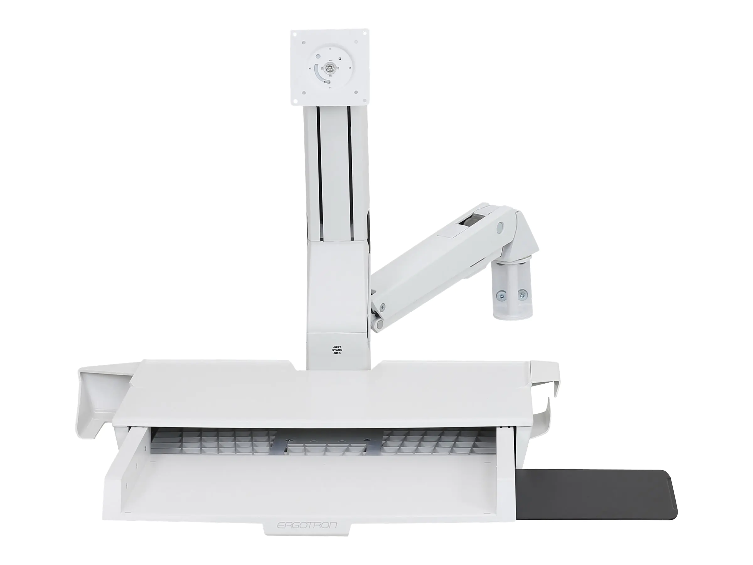 Ergotron - Befestigungskit (Maushalterung, Handgelenkkissen, Barcode-Scanner-Halter, VESA-Adapter, Wandmontagehalterung, Tastatur-Tablett, flache horizontale Basisoberfläche, einstellbarer Monitorarm, Schienenmontage Halterungsset, Mausablage zum Herauszi