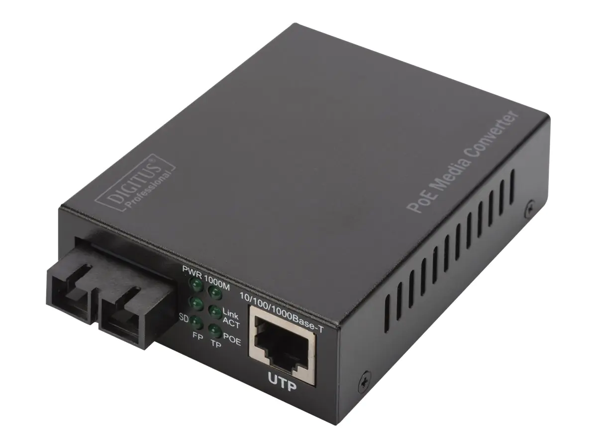 DIGITUS Gigabit PoE Medienkonverter, RJ45 / SC, SM, PSE DN-82160