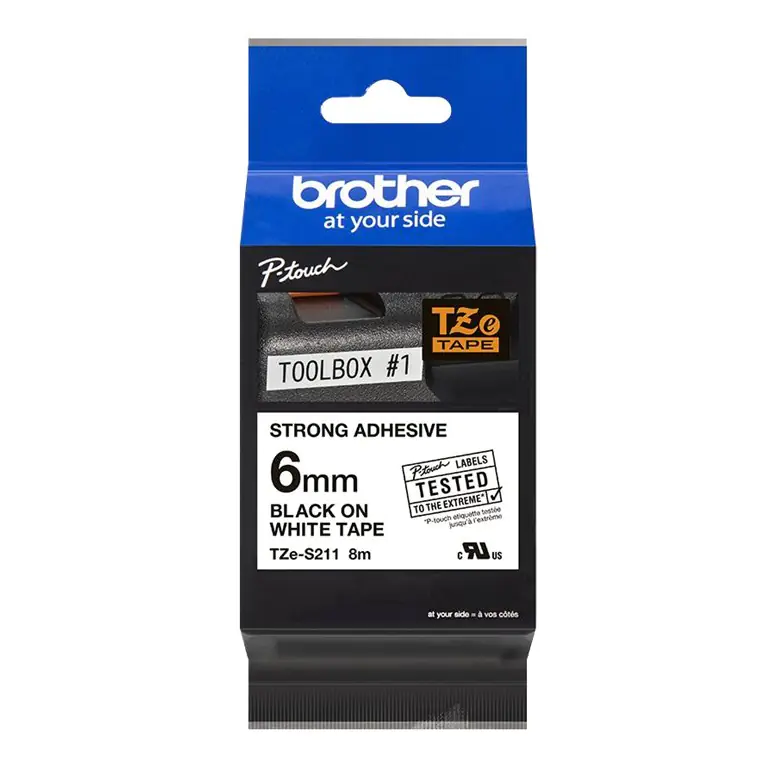 Brother TZe-S211 - Extrem stark haftend - Schwarz auf Weiß - Rolle (0,6 cm x 8 m) 1 Kassette(n) laminiertes Band - für P-Touch PT-P900Wc Brother TZe-S211 - Extrem stark haftend - Schwarz auf Weiß - Rolle (0,6 cm x 8 m) 1 Kassette(n) laminiertes Band - für P-Touch PT-P900Wc
