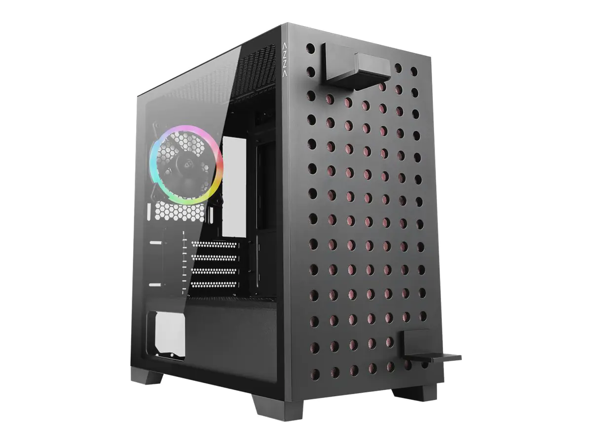 AZZA Elise - microATX Tower - Seitenteil mit Fenster (gehärtetes Glas) - keine Spannungsversorgung (ATX) - Schwarz - USB/Audio