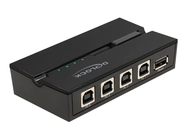 Delock - USB-Umschalter für die gemeinsame Nutzung von Peripheriegeräten - 4 x USB 2.0 - wandmontierbar, oberflächenmontierbar