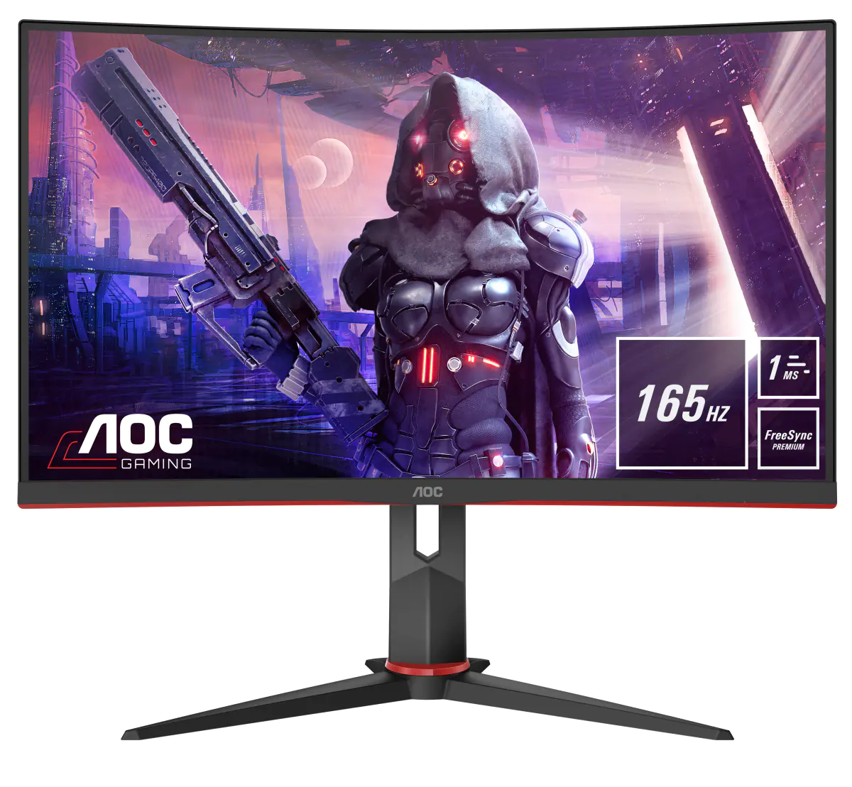 AOC Gaming C27G2U/BK - LED-Monitor - Gaming - gebogen - 68.6 cm (27") - 1920 x 1080 Full HD (1080p) @ 165 Hz - VA - 250 cd/m² - 4000:1 - 1 ms - 2xHDMI, VGA, DisplayPort - Lautsprecher - Schwarz, Rot