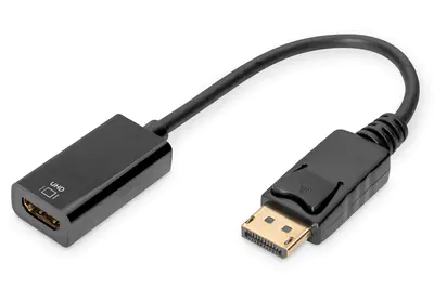 DIGITUS - Videoadapter - DisplayPort männlich eingerastet zu HDMI weiblich - 20 cm - Doppelisolierung - Schwarz - aktiv, 4K-Support (4096 x 2160) DIGITUS - Videoadapter - DisplayPort männlich eingerastet zu HDMI weiblich - 20 cm - Doppelisolierung - Schwarz - aktiv, 4K-Support (4096 x 2160)