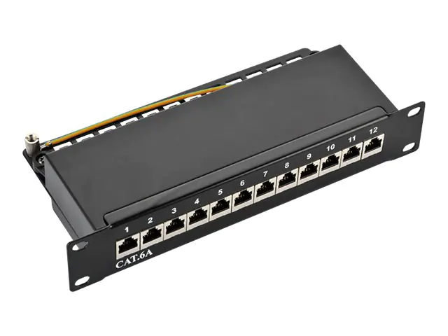 LogiLink - Patch Panel - CAT 6a - STP - RJ-45 X 12 - Schwarz, RAL 9005 - 1U - 25.4 cm (10")