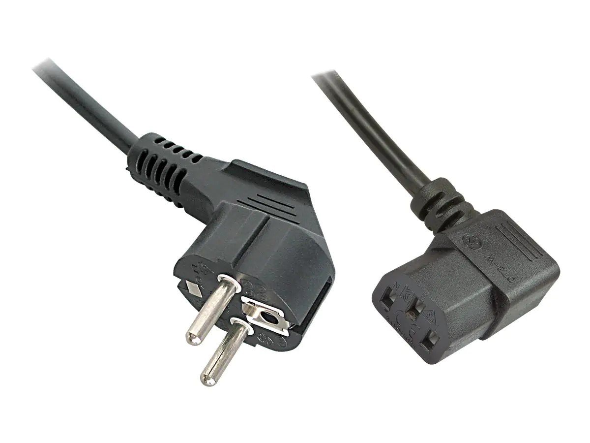 Lindy - Stromkabel - CEE 7/7 (S) bis IEC 60320 C13 - 2 m - gewinkelt - Schwarz
