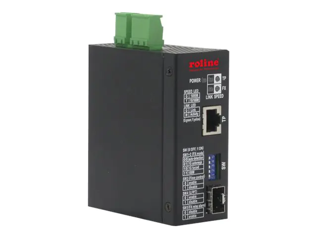 Roline Industrie Konverter - Medienkonverter - GigE - 10Base-T, 100Base-TX, 1000Base-T, 1000Base-X, 100Base-X - RJ-45 / SFP (mini-GBIC)