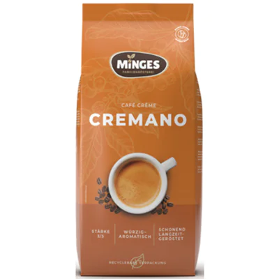 Minges Kaffee Caffè Cremano würzig, aromatisch ganze Bohne 1.000 g/Pack. Minges Kaffee Caffè Cremano würzig, aromatisch ganze Bohne 1.000 g/Pack.