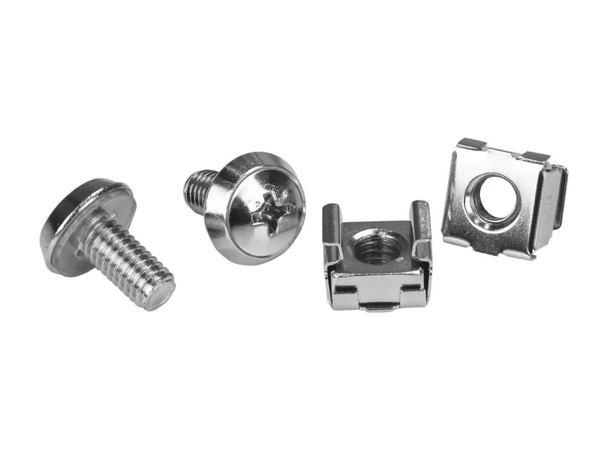 StarTech.com 20er-Pack M6 12mm Schrauben, Käfigmuttern und Werkzeug für 19 und 10 Zoll Serverracks, Netzwerkschränke und Gehäuse, Silber, TAA, Schraube, Silber, 20 Stück(e), 210 g CABSCRWM620